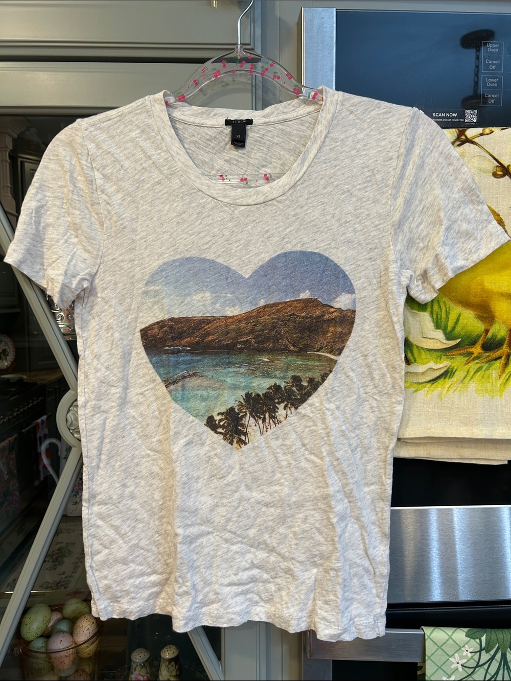 J. Crew Vintage Gray Crewneck Heart Beach Graphic Tee
